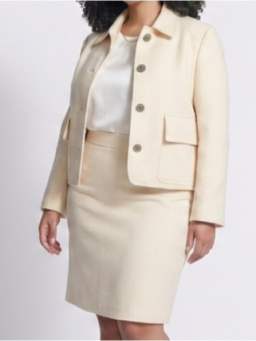 Burberry Cream-Colored Tailored Blazer and Skirt Set